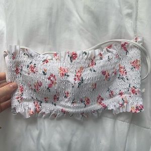 Target small white floral bandeau bathing suit top